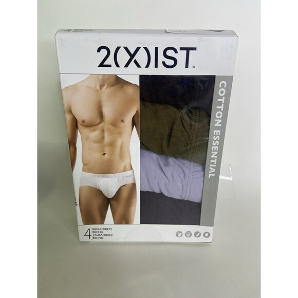 2xist Essential Cotton 4 Pack Bikini Briefs Underwear Multicolor Mens Size L - Picture 1 of 4